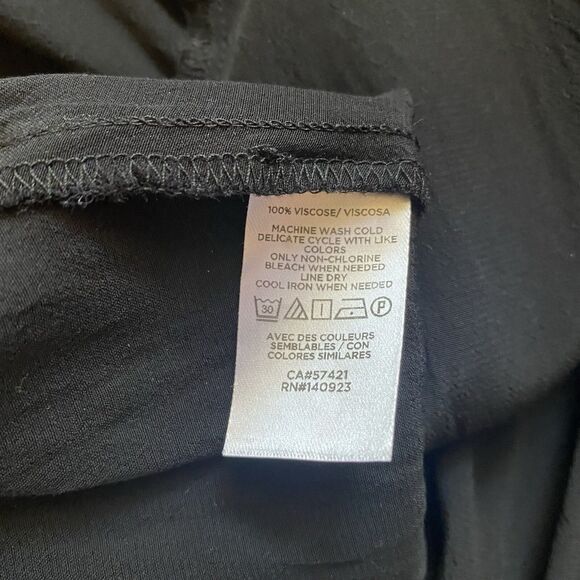 LOFT S Black Godet Flounce Ruffle Viscose Blouson Pleated Swing Dress Whimsigoth - Picture 10 of 16